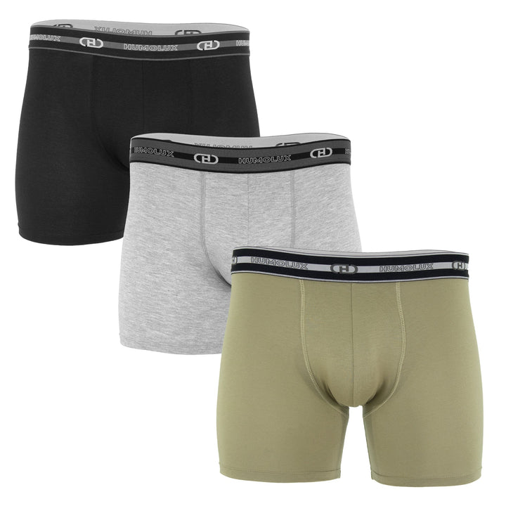 3 - Pack Combo Boxer Briefs Set (BLK/GRY/OLV) - Humolux